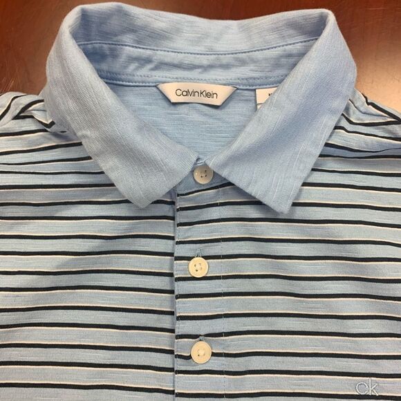 Calvin Klein Striped Polo Shirt Mens sz M - Picture 2 of 2